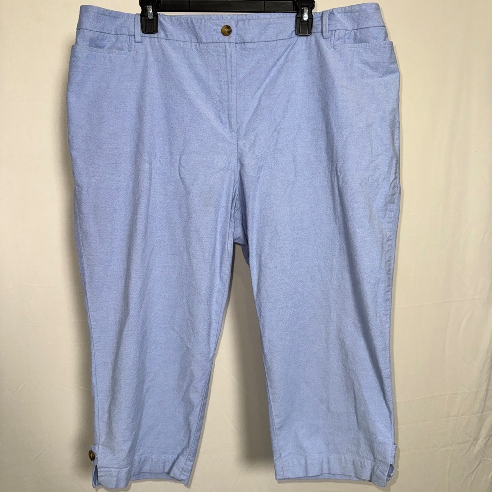 Talbots Perfect Skimmer Blue Cropped‎ Pants Womens 20W Cotton Stretch BD1024